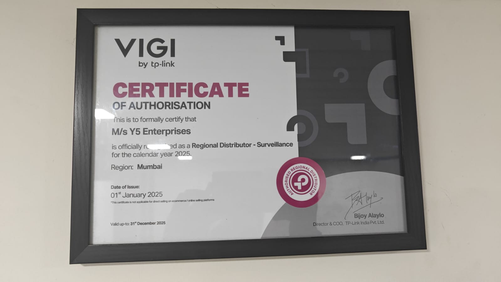 TP-Link VIGI authorisation certificate